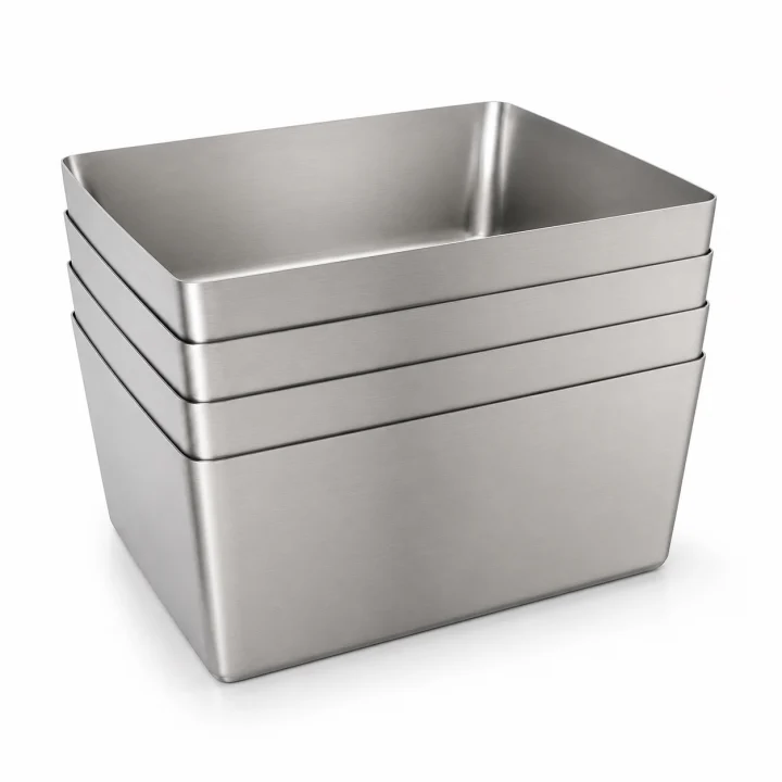 Large custom welded stainless steel sink bowl with center drain