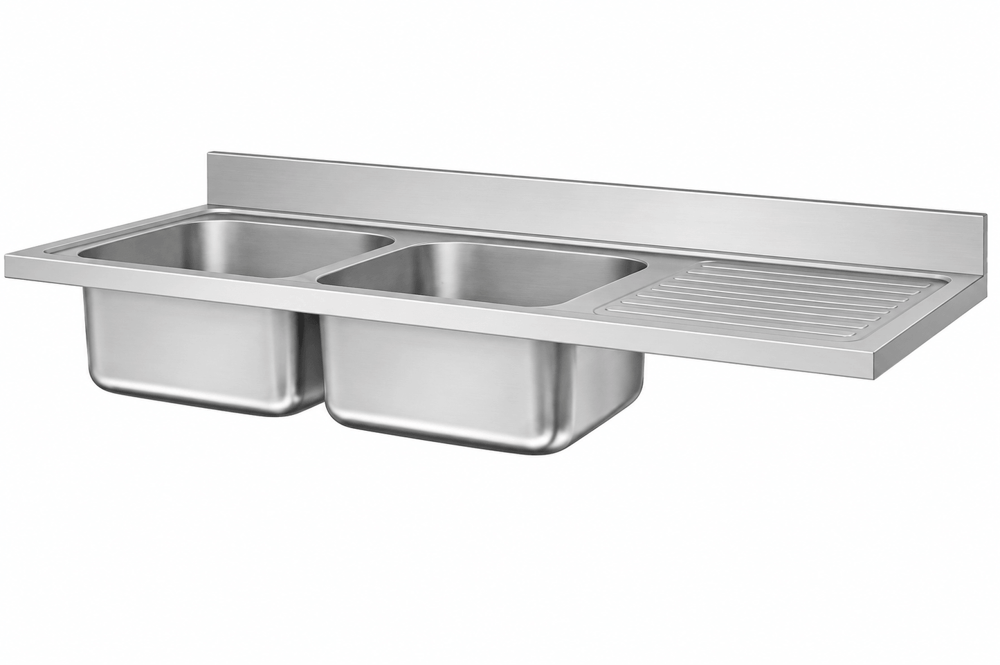 Stainless steel single bowl sink top component with water-retaining recessed design