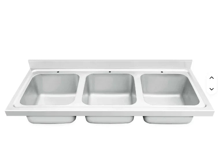 Stainless steel triple basin commercial kitchen sink for industrial use