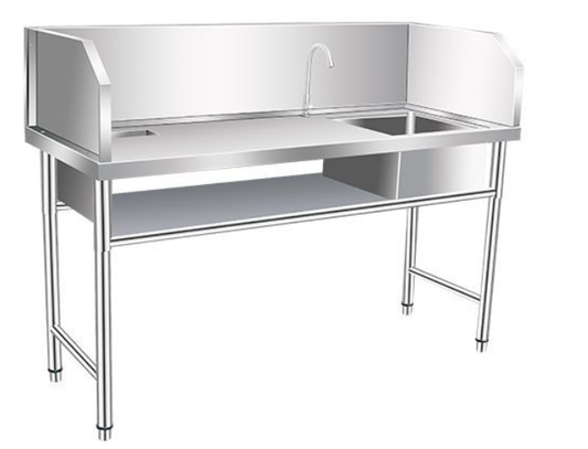 Professional Stainless Steel Fish Processing & Scaling Table | Customizable Layouts | Heavy-Duty Workstation