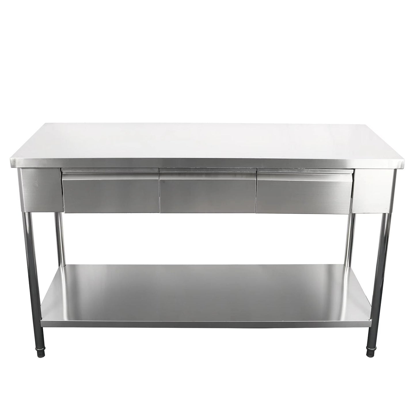 All-in-One Stainless Steel Prep Station with 3 Drawers & 3-Sided Splashback (KD)