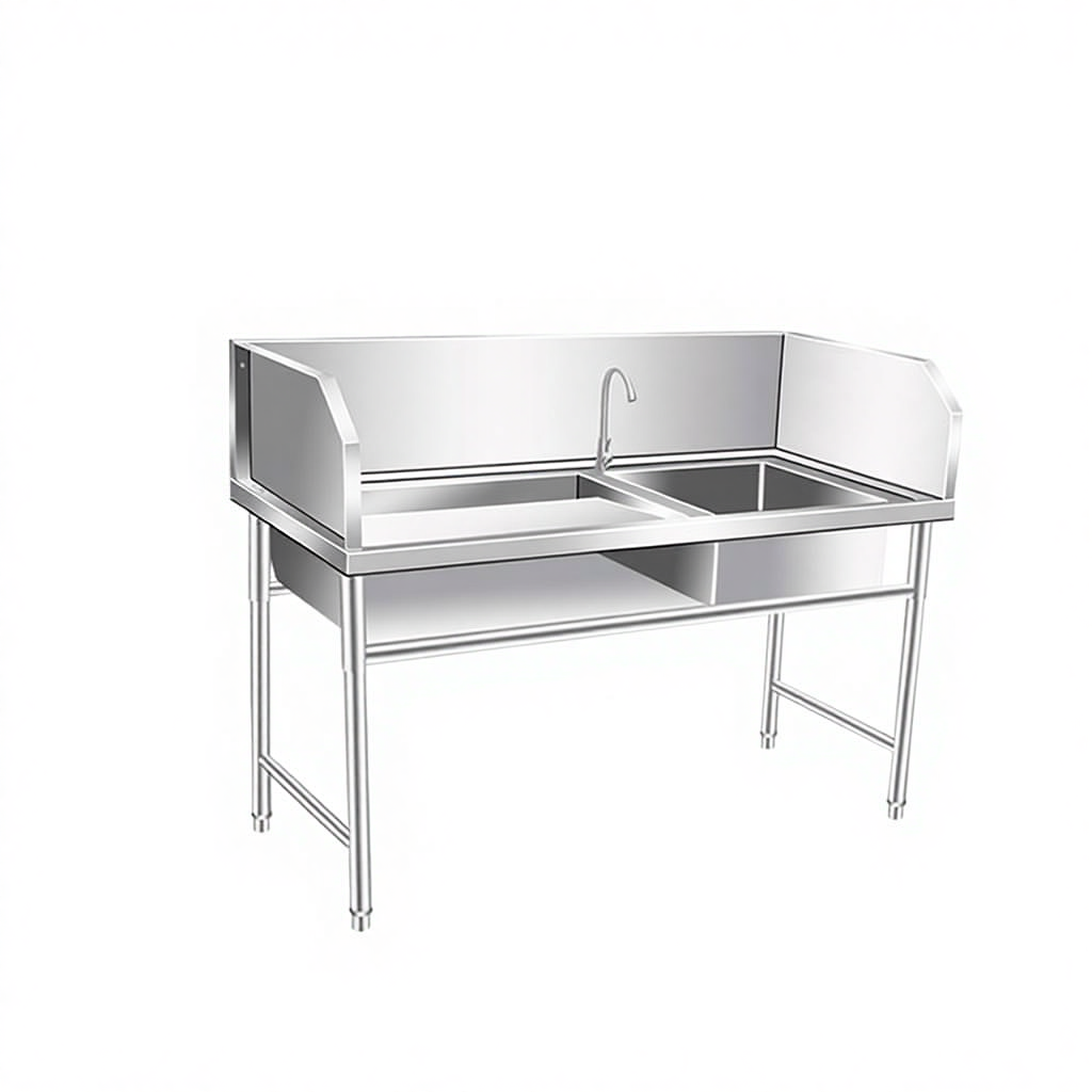 Professional Stainless Steel Fish Processing & Scaling Table | Customizable Layouts | Heavy-Duty Workstation