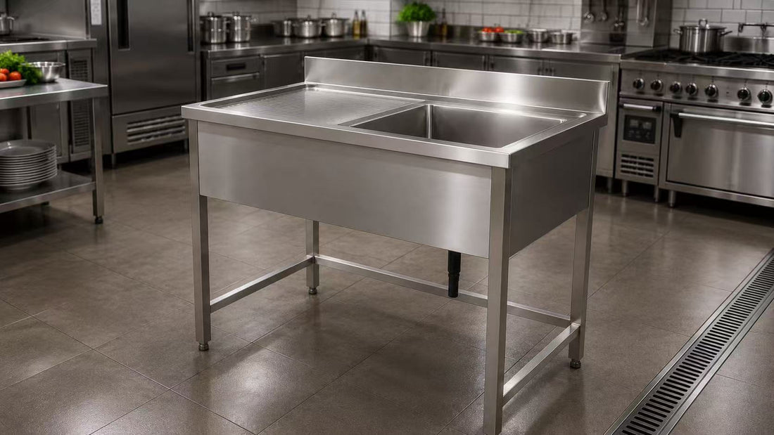 Stainless steel sink table with three-side panels assembly guide by SENFON