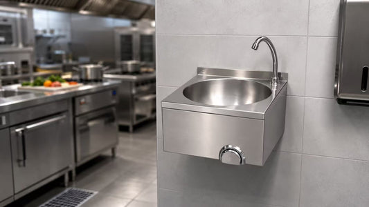 Commercial wall-mounted hand wash sink and industrial wash basin for commercial kitchen hygiene area