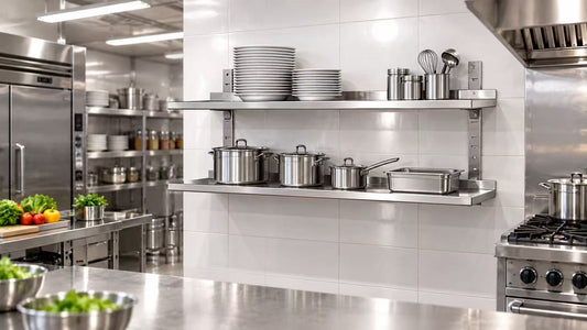 Double-tier adjustable stainless steel wall shelf assembly guide by SENFON