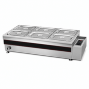 Double-row countertop Bain-Marie food warmer for restaurant service windows and buffet counters