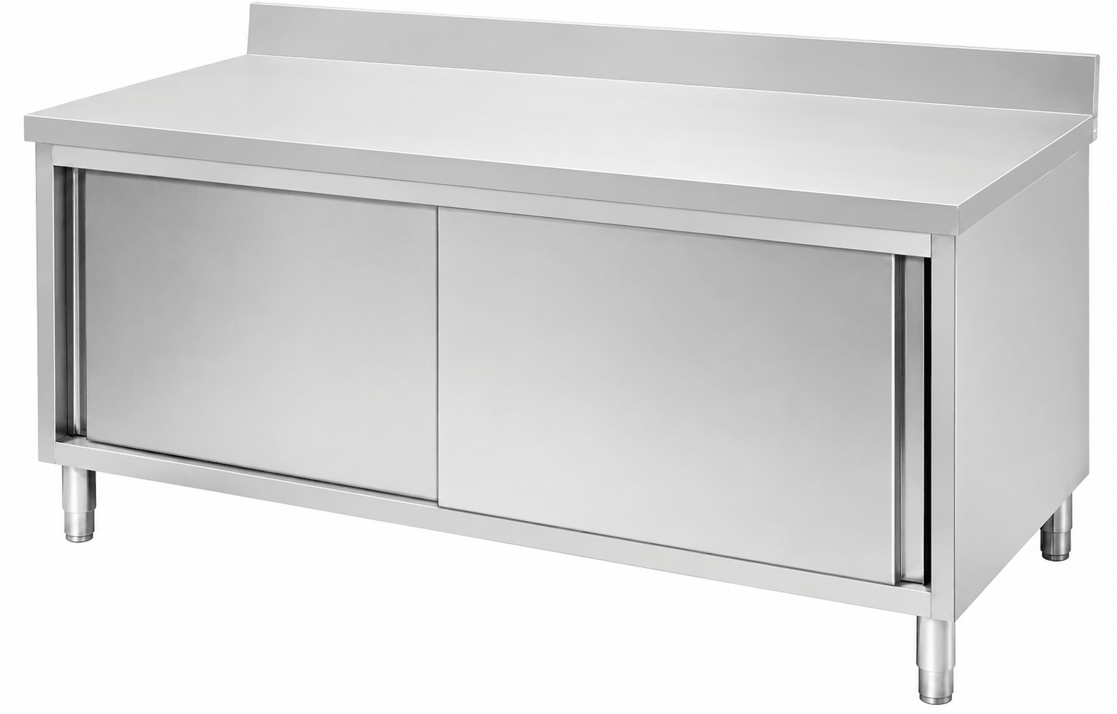 KD stainless steel worktable cabinet with enclosed storage for commercial kitchens