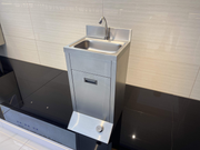 Commercial Foot-Operated Stainless Steel Hand Wash Station with Delay Shut-Off