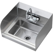 Stainless steel commercial sink with faucet, ideal for industrial kitchens and food service
