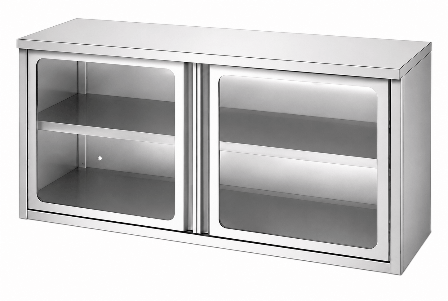 Custom stainless steel wall-mounted cabinet with open shelf design for commercial kitchens