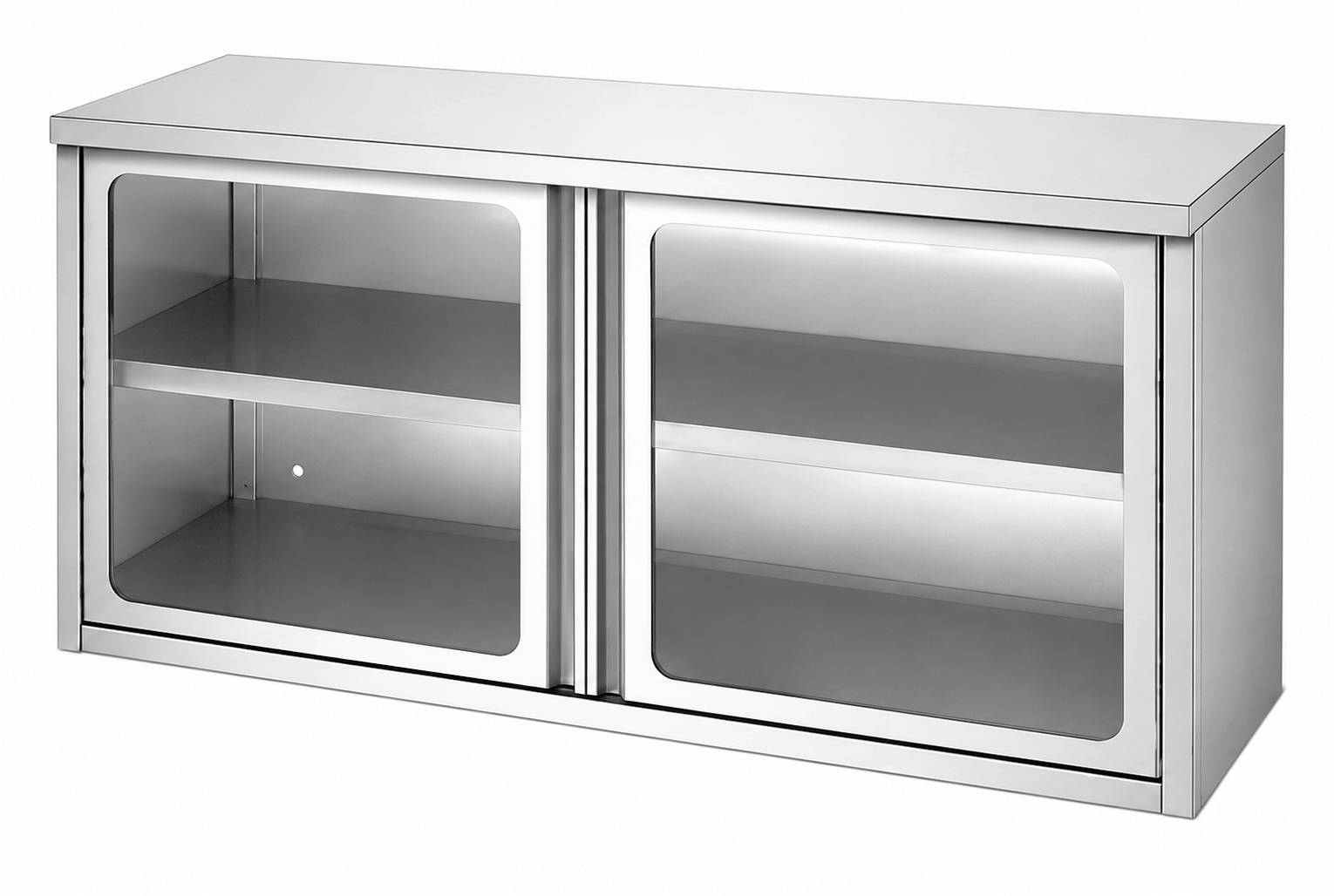 Custom stainless steel wall-mounted cabinet with open shelf design for commercial kitchens