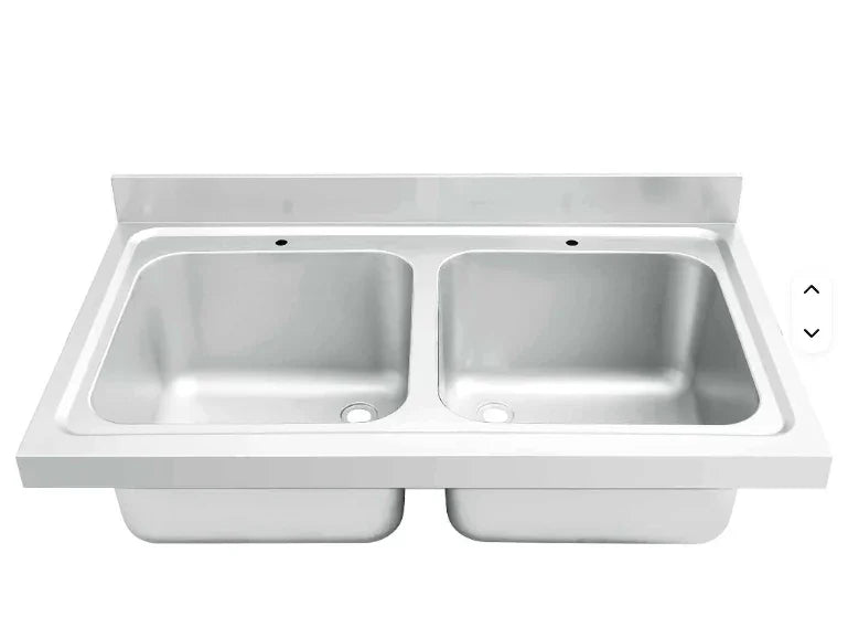 Stainless steel double basin commercial kitchen sink with sleek design