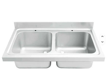 Stainless steel double basin commercial kitchen sink with sleek design