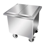 SENFON commercial mobile stainless steel ingredient bin with split lid