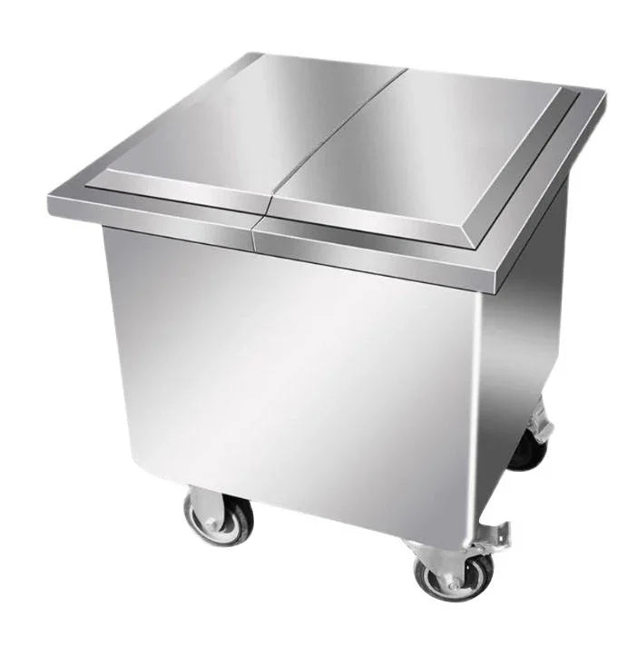 SENFON commercial mobile stainless steel ingredient bin with split lid