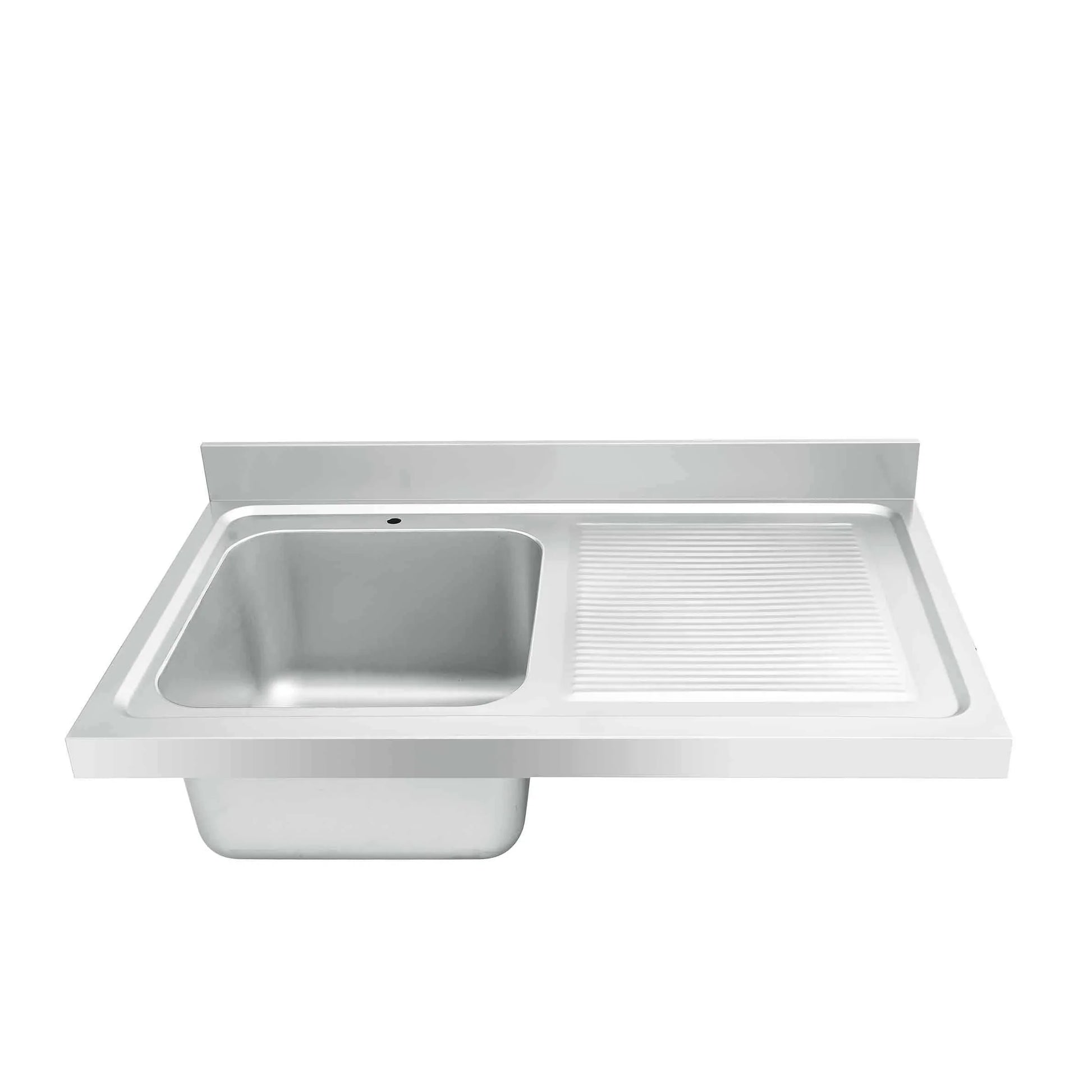 Stainless steel commercial sink with drainboard for industrial kitchens