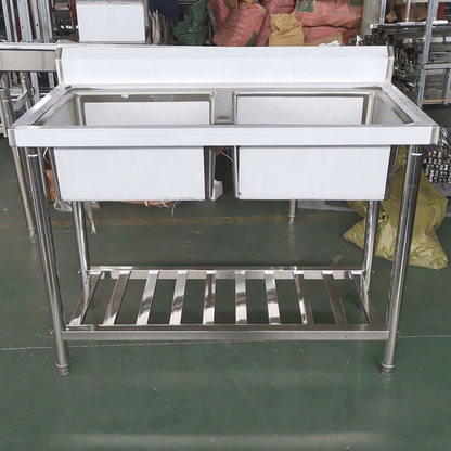 Commercial Stainless Steel Prep Sink with Customizable Under-shelf
