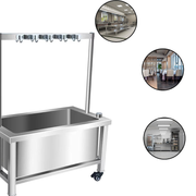 Heavy-Duty Stainless Steel Mop Sink with Detachable Janitorial Rack (KD)