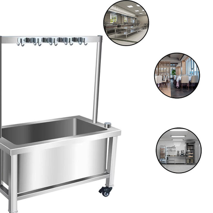 Heavy-Duty Stainless Steel Mop Sink with Detachable Janitorial Rack (KD)