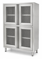 SENFON commercial stainless steel dish cabinet with four sliding doors for plates, bowls and trays