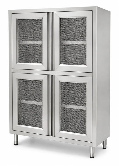 SENFON commercial stainless steel dish cabinet with four sliding doors for plates, bowls and trays