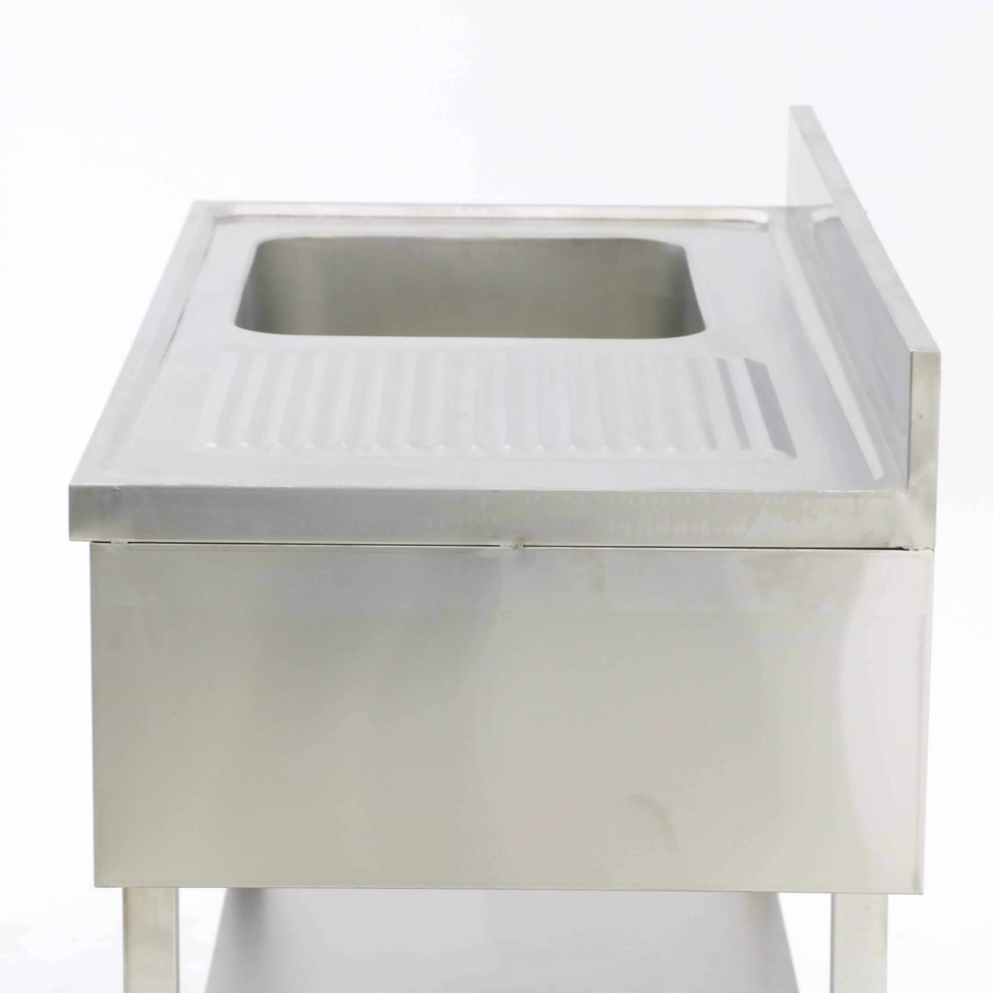 Stainless steel commercial sink with drainboard for industrial kitchens