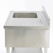 Commercial Single Bowl Sink with Drainboard & Undershelf dimensions and structure reference