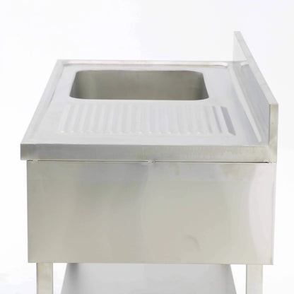 Stainless steel commercial sink with drainboard for industrial kitchens