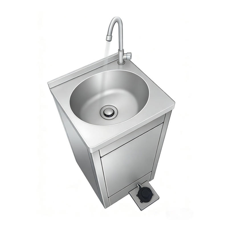 Commercial Foot-Operated Stainless Steel Hand Wash Station with Delay Shut-Off