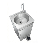 Commercial Foot-Operated Stainless Steel Hand Wash Station with Delay Shut-Off