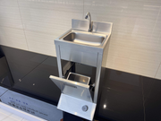 Commercial Foot-Operated Stainless Steel Hand Wash Station with Delay Shut-Off