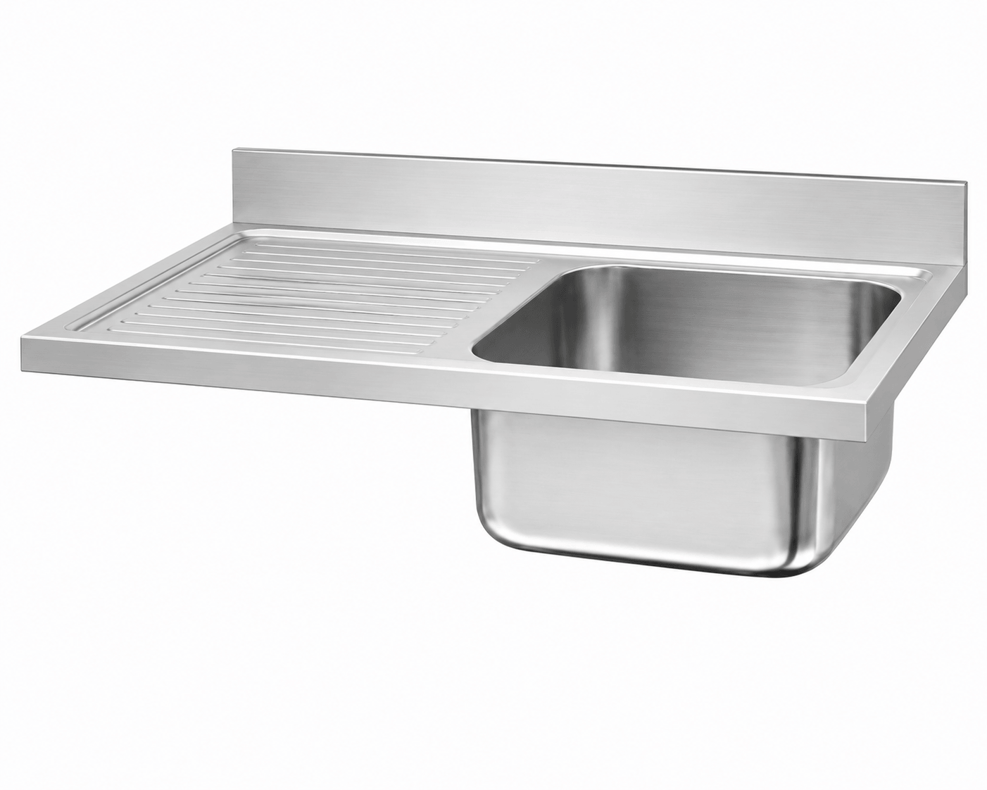 Custom stainless steel double bowl sink top for commercial sink fabrication