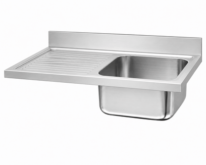 Custom stainless steel double bowl sink top for commercial sink fabrication