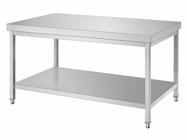 SENFON commercial stainless steel 2-tier worktable with square legs and undershelf