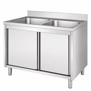 ENFON custom stainless steel single bowl sink cabinet with sliding doors