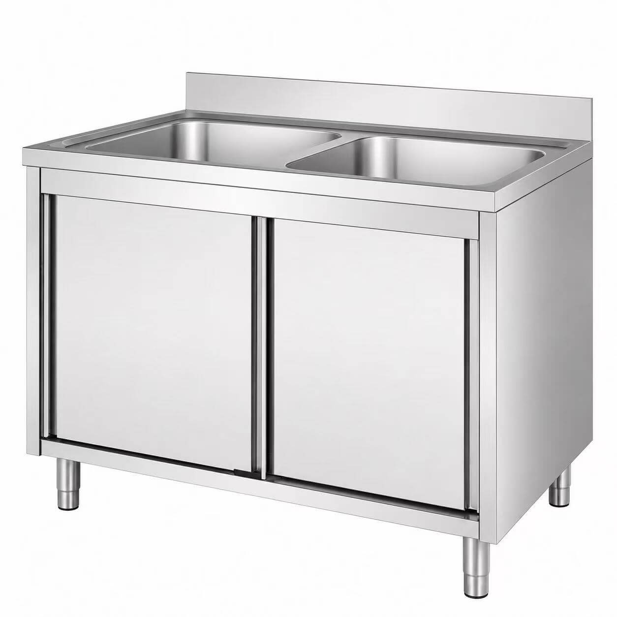 ENFON custom stainless steel single bowl sink cabinet with sliding doors