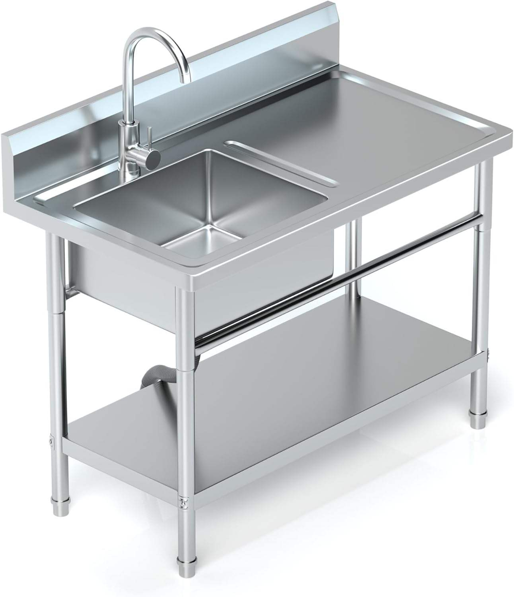 Commercial Stainless Steel Prep Sink with Custom Undershelf manufactured by SENFON