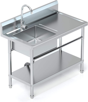 Commercial Stainless Steel Prep Sink with Custom Undershelf manufactured by SENFON