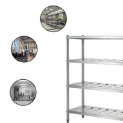Stainless steel commercial shelving unit for industrial kitchens and restaurants