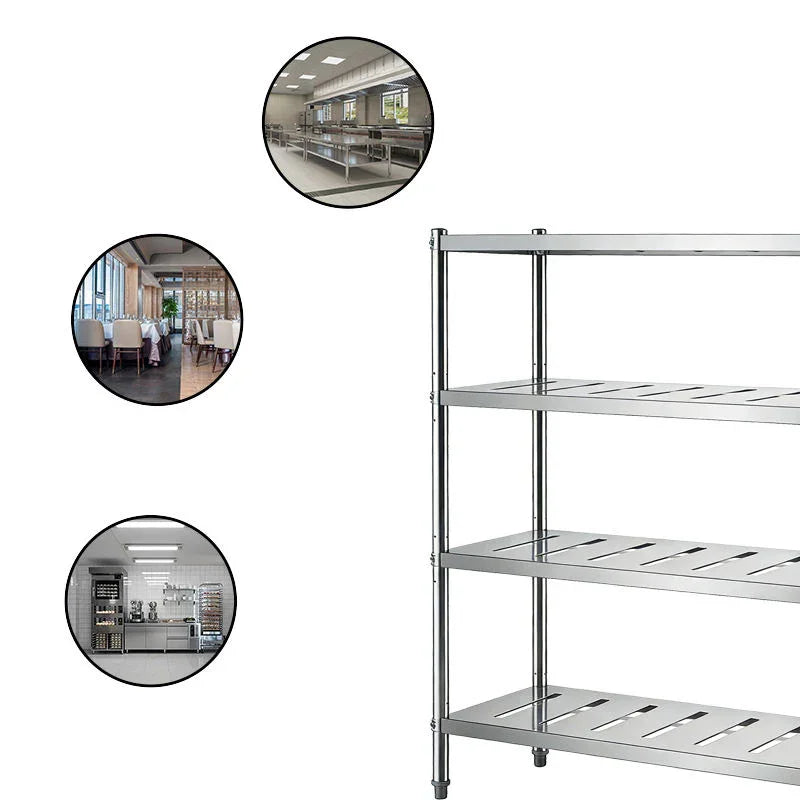 Stainless steel commercial shelving unit for industrial kitchens and restaurants