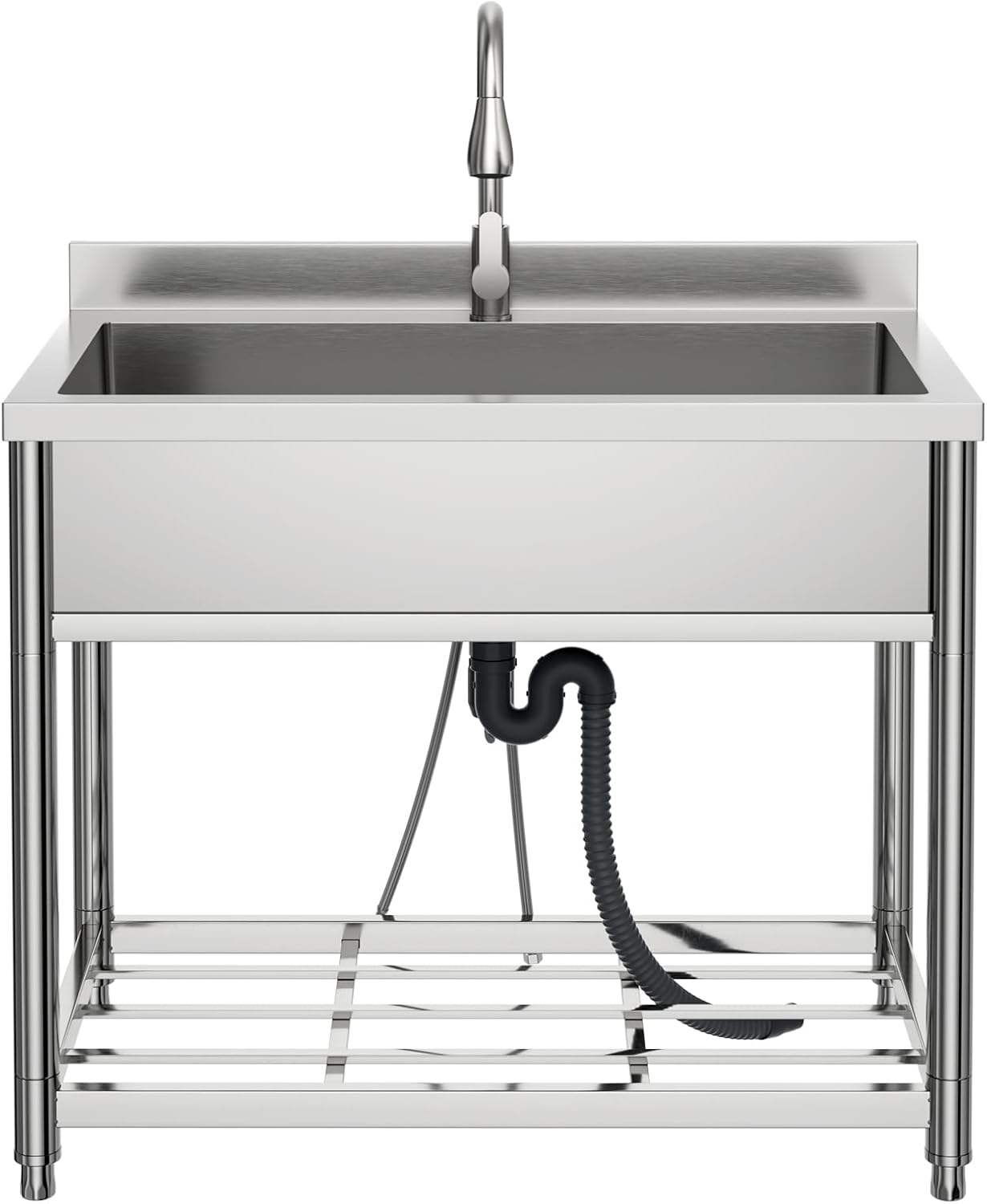 Commercial Stainless Steel Prep Sink with Customizable Under-shelf