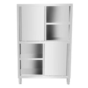 Freestanding stainless steel kitchen cabinet with custom shelves