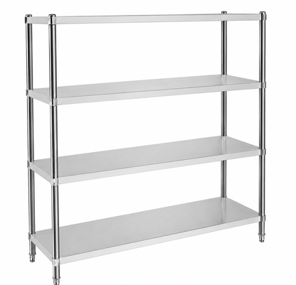KD solid stainless steel shelving unit for dry storage, packaged food and kitchen supplies