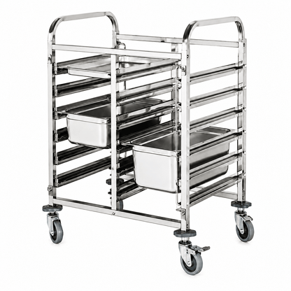 Custom stainless steel sheet pan rack cart with swivel castors for B2B commercial kitchen equipment buyers