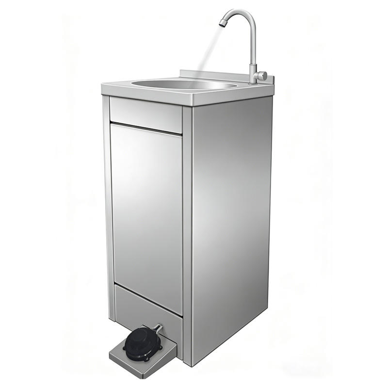 Commercial Foot-Operated Stainless Steel Hand Wash Station with Delay Shut-Off