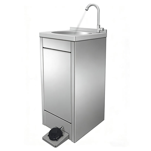 Commercial Foot-Operated Stainless Steel Hand Wash Station with Delay Shut-Off