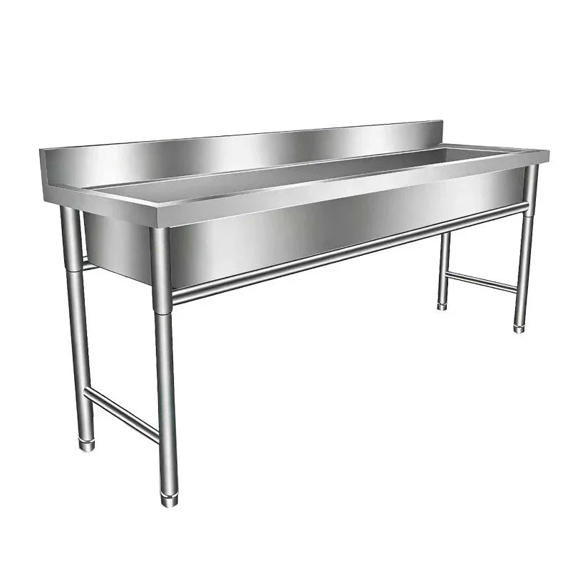 Stainless steel commercial sink with worktable for industrial kitchens