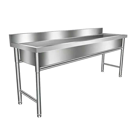 Stainless steel commercial sink with worktable for industrial kitchens