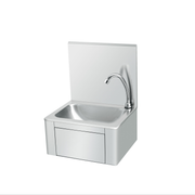 Compact stainless steel hygiene sink with high back panel