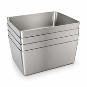 Large custom welded stainless steel sink bowl with center drain